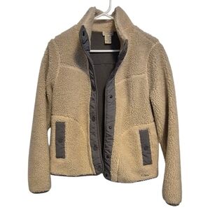 L.L. Bean Beige Sherpa Jacket with Gray Trim